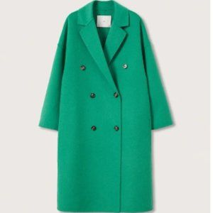 MANGO Hanmade Wool Coat (NWT) GREEN M